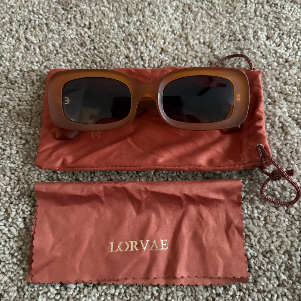 Lorvae Amber Brown Rectangular Women's Sunglasses - image 2
